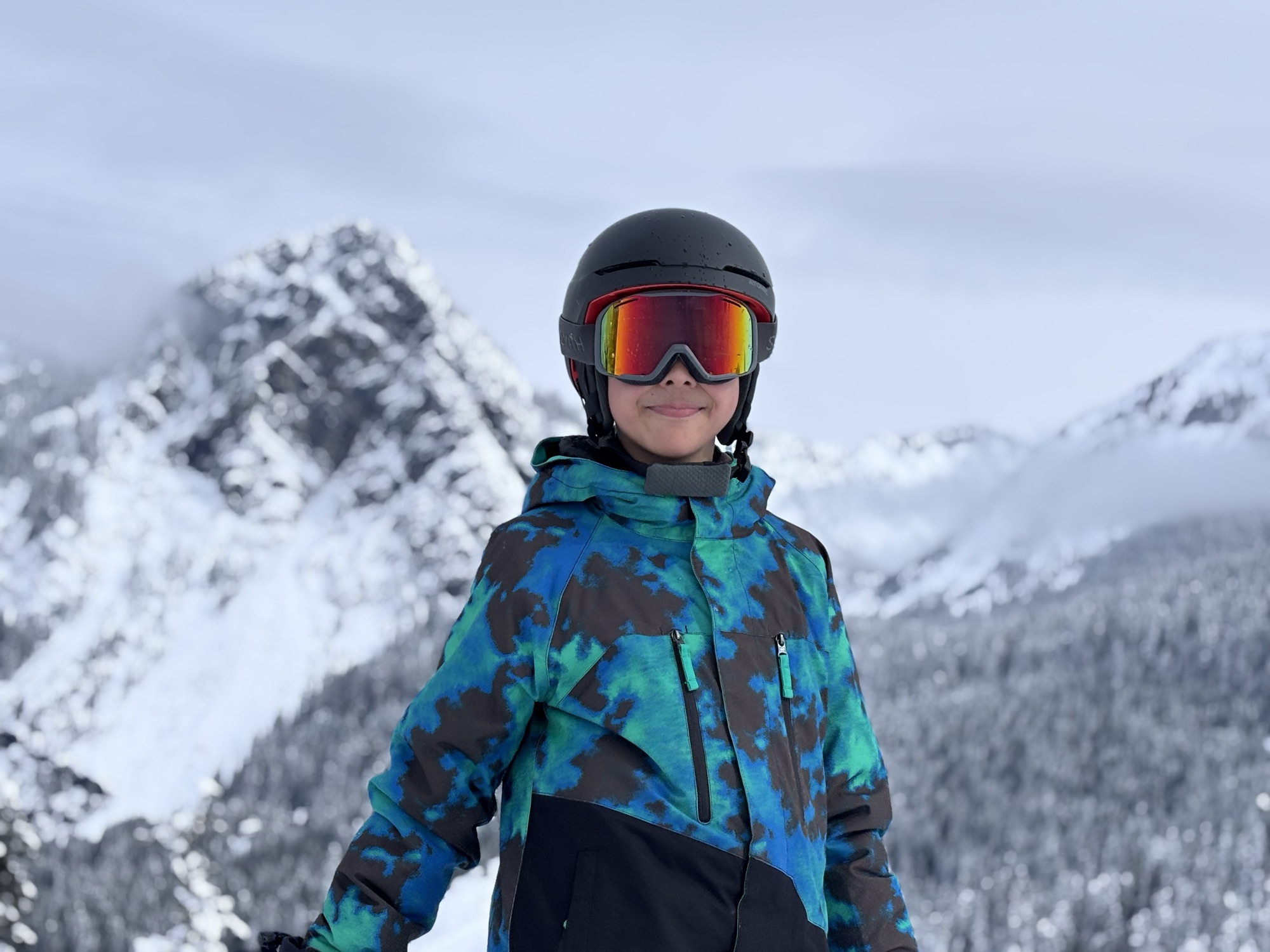 Kai in ski gear at Snoqualmie